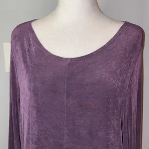 Flax ribbed Purple midi Dress, Long Sleeve, Relaxed Fit, Casual Everyday, Size M thumbnail 2