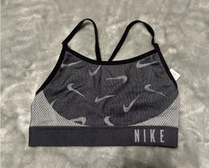 Nike Charcoal and Light Gray Dri-FIT Sports Bra thumbnail 1