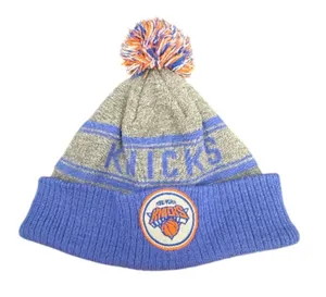 New York Knicks Adidas Blue, Orange, Gray Winter Bobble Hat thumbnail 1