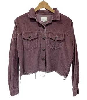 American Eagle Corduroy Cropped Jacket Mauve Button‎ Front Women’s Size XS thumbnail 1