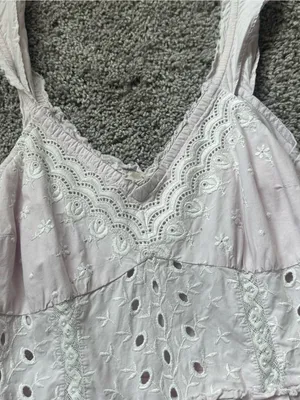 LoveShackFancy Pale Pink Eyelet Cotton Mini Dress thumbnail 4
