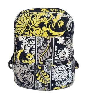 Vera Bradley Backpack Retired Baroque Yellow‎ Black Quilted Cotton Bag thumbnail 1