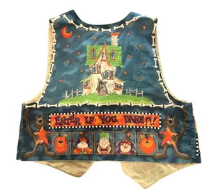 VINTAGE Women's Halloween Haunted House Reversible Quilted Handmade Vest Size XL thumbnail 5