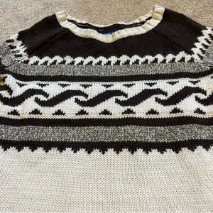 Brown and cream intarsia knit oversized sweater, size XS thumbnail 5