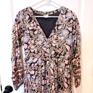 Billabong Boho Floral Maxi Dress Medium 3/4 Sleeve Cottagecore Peasant‎ Prairie thumbnail 2