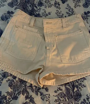 Free People Off-White Denim Shorts thumbnail 1