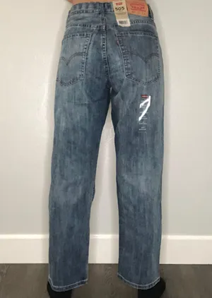 Levi's 505  regular straight leg medium wash jeans thumbnail 3
