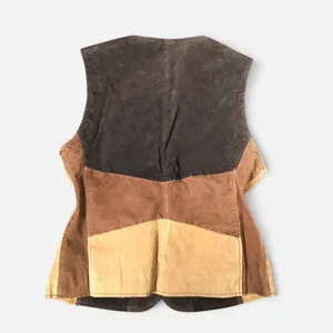 90s Western Boho Patchwork Genuine Leather Suede Brown Black Vest Ranch Rodeo Biker Vintage #Bohemian #Hippie #Indie Sleaze #Streetwear #Festival Grunge Sz M Measurement in pics thumbnail 6