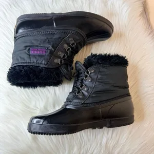 Sorel Kaufman Canada Snow Boots Winter Faux Fur Trim Black Size Y6/W8 thumbnail 7