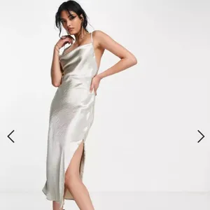 ASOS DESIGN Cami Maxi Satin Slip Dress with Lace‎ Up Back Size 6 in Silver NWT thumbnail 9