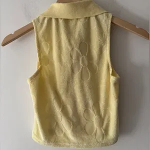 Rue 21‎ Yellow Terry Floral Sleeveless Polo Top thumbnail 5