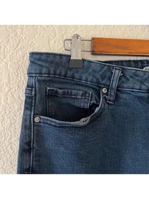 Old Navy O.G. Straight Jeans Size 14‎ Tall High Rise Distressed Dark Wash Denim thumbnail 3