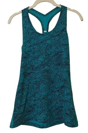 Lululemon Women Kitakami Viridian‎ Green Black CRB Cool Racerback II Tank Sz 2 thumbnail 1