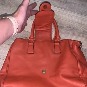 Charming Charlie Orange Handbag Satchel Zip Buckle thumbnail 4