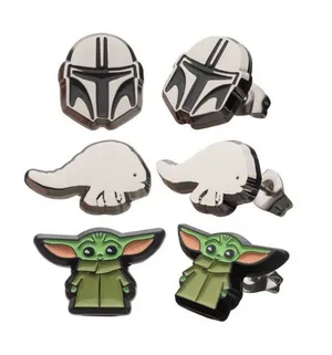 Disney Star Wars The Mandalorian Helmet, Grogu, Blurrg 3 Pair Earring Set NEW thumbnail 1