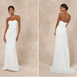 LULU's Sexy Bridal Wedding Chic Modern Sexy Minimalist Mermaid Trumpet Maxi Gown thumbnail 5