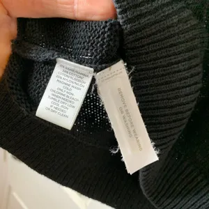 Ann Taylor Loft Womens Black Ramie‎ Cotton Crochet Neck Knit Sweater Medium thumbnail 3