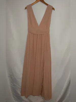 Lulus Heavenly Hues Blush Pink Plunging Maxi Dress - Size Small thumbnail 4