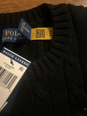 Polo Ralph Lauren Short Sleeve Cable Knit Sweater Beaded Big Pony Logo Black XS thumbnail 3