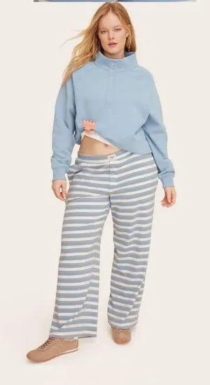 Parke x target snap blue mockneck sweatshirt  thumbnail 1