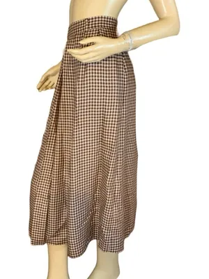 Vintage 1980'S Jh Collectibles Brown, Tan & Blue Plaid Wool Blend Skirt Set (8) thumbnail 8