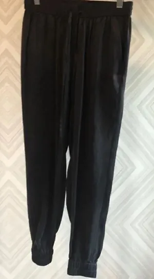 Paige Faded Black Drawstring Silk Joggers thumbnail 1