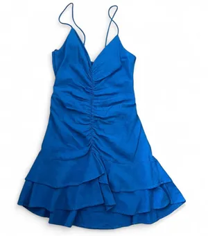 Zara blue runched dress thumbnail 1