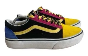 Vans Old Skool Black Blue Skate Shoes Women Size 9 Men Size 7.5 Platform Lace Up thumbnail 1