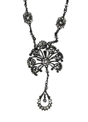 Victorian Crystal & Rhinestone Double Pendant Necklace thumbnail 3