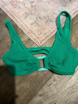 Aerie Green Textured Scoop Bralette Top thumbnail 8