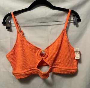 NWT Aerie Crinkle Scoop Cutout Bikini Top Size XXL Orange thumbnail 1