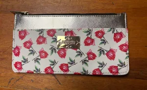 Nanette Lepore White Floral Rose Print Wallet with Gold Accent thumbnail 1