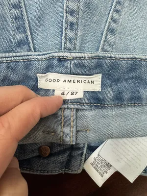 Good American Raw High-Low Hem Light Wash Jeans Size 4/27 thumbnail 6