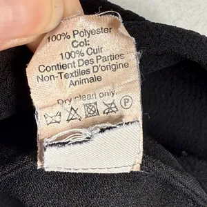 Madewell Black Top Leather Trim Short Sleeve High Low Hem Blouse Size‎ L thumbnail 7