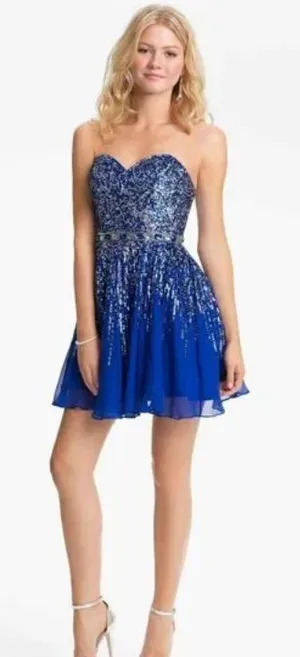 Sherri Hill strapless chiffon dress thumbnail 1