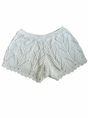 Knit Cream Lace Pattern Pajama Shorts thumbnail 2