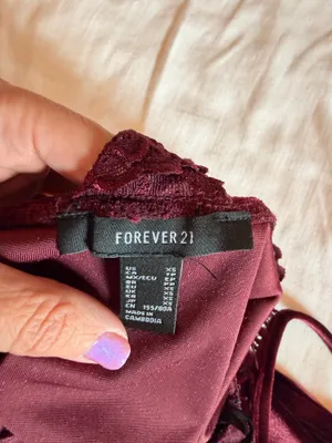 Forever 21 Burgundy Velvet Lace Racerback Cami Crop Top Size XS Y2K thumbnail 3