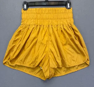 FP Movement‎ The Way Home Shorts Mustard Yellow High Waist Smocked Size M thumbnail 1