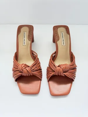 Antonio Melani Leather Knot Strap mule block Heel Slide Sandals‎ 6.5 Chic Summer thumbnail 9