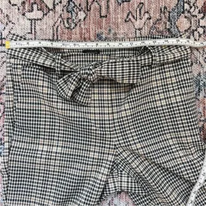 Ann Taylor Factory Houndstooth Plaid Checkered Pants Tie Belt Black White Tan 8 thumbnail 9