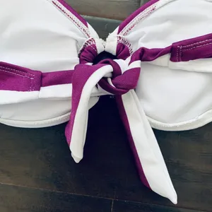 Target Xhilaration Bandeau Bikini Top - White & Purple Stripes | Size: S thumbnail 5