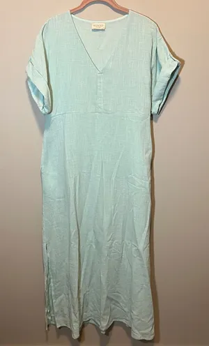 Nomad The Label Mint Green Cotton V-Neck Maxi Dress with Pockets Women's Small thumbnail 1