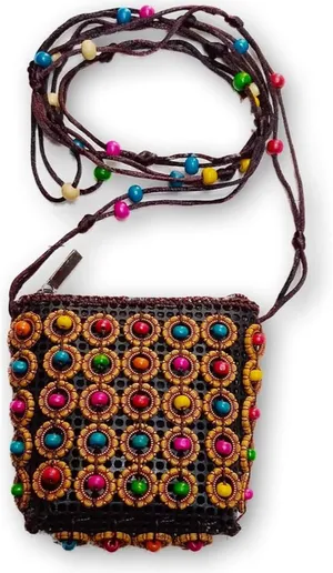 Colorful Beaded Crossbody bag Brown thumbnail 1
