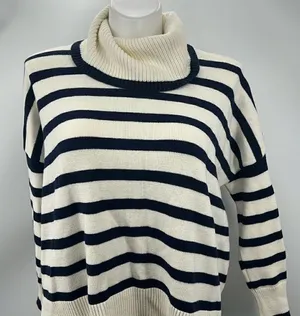 Loft medium striped long sleeve cotton poly blend sweater thumbnail 1