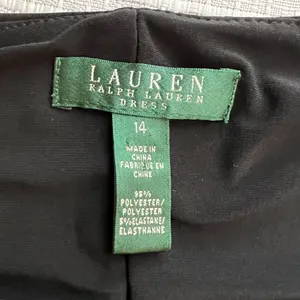 Lauren Ralph Lauren Dress 14 Black Sheath Ruched Broach Long‎ Sleeve Flattering thumbnail 8