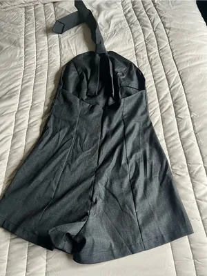 Women's Black Halter Tie Romper thumbnail 3