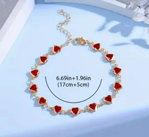 Elegant Heart Charm Bracelet in Gold with Multicolor Accents thumbnail 5