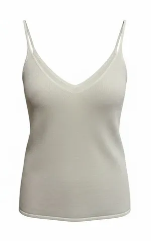Leith Ivory Knit V Neck Double Strap Sweater Tank Top white Medium‎ thumbnail 1