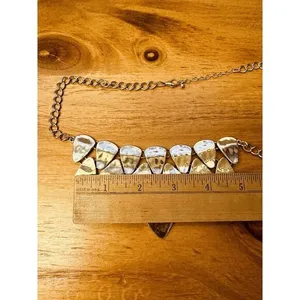 Hammered Like Flat Stones Gold Tone 16" Adjustable Necklace‎ Statement Piece thumbnail 7