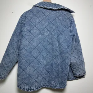 Vigoss Womens Cotton Denim Jacket L Blue Quilted Acid‎ Wash Shacket Western Boho thumbnail 9